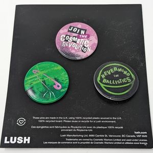 LUSH Fresh Handmade Cosmetics Kitchen Box Exclusive Pins Set of 3